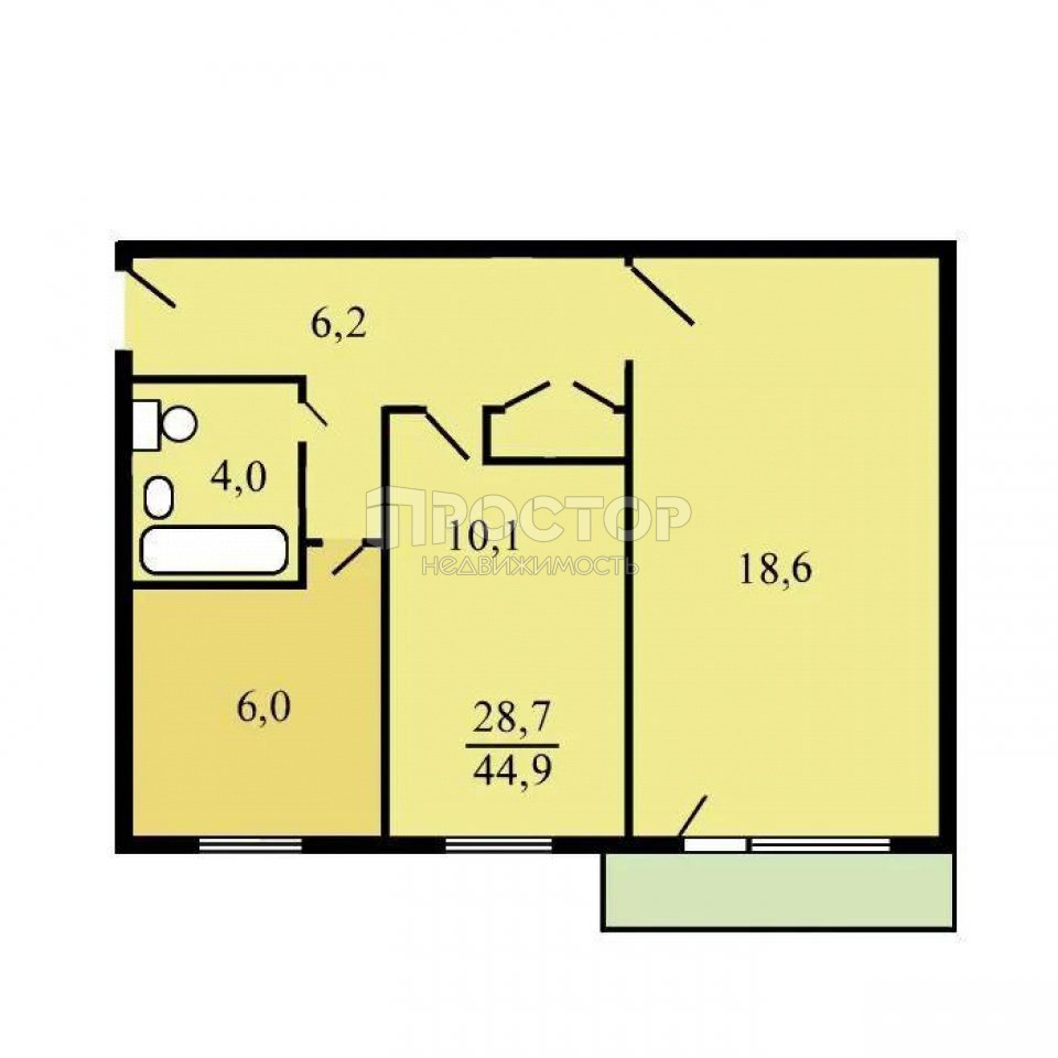 2-комнатная квартира, 45 м² - фото 14