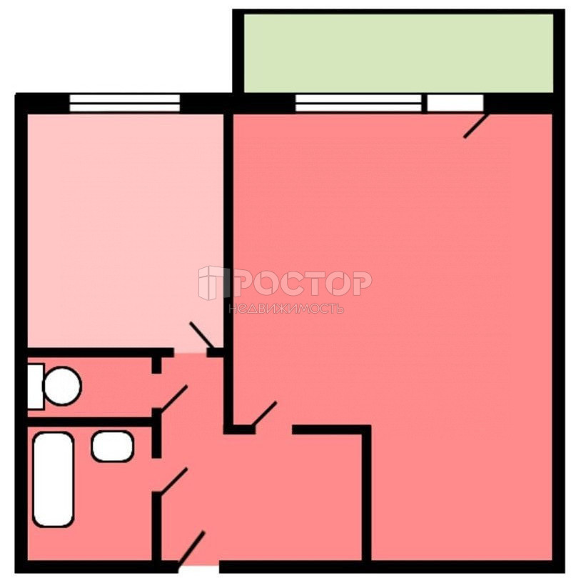 1-комнатная квартира, 39 м² - фото 10