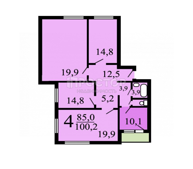 4-комнатная квартира, 98.3 м² - фото 4