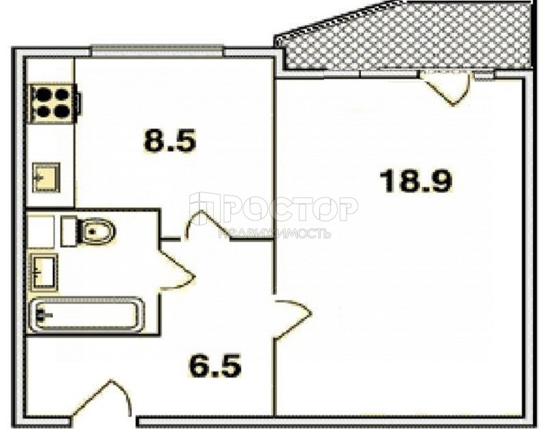 1-комнатная квартира, 36.5 м² - фото 16