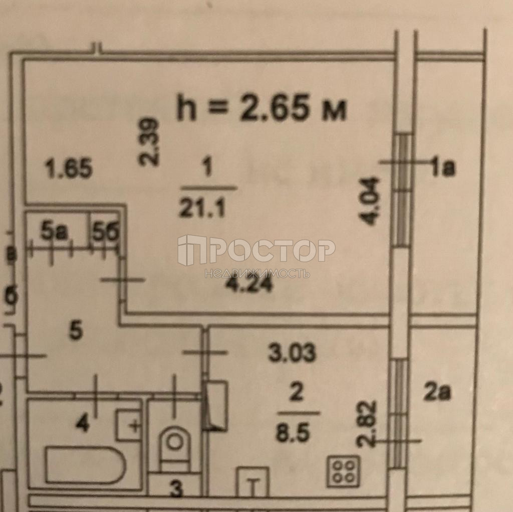 1-комнатная квартира, 39 м² - фото 15