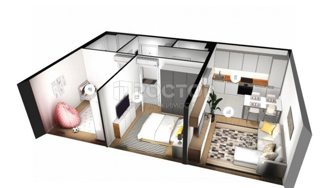 2-комнатная квартира, 56 м² - фото 4