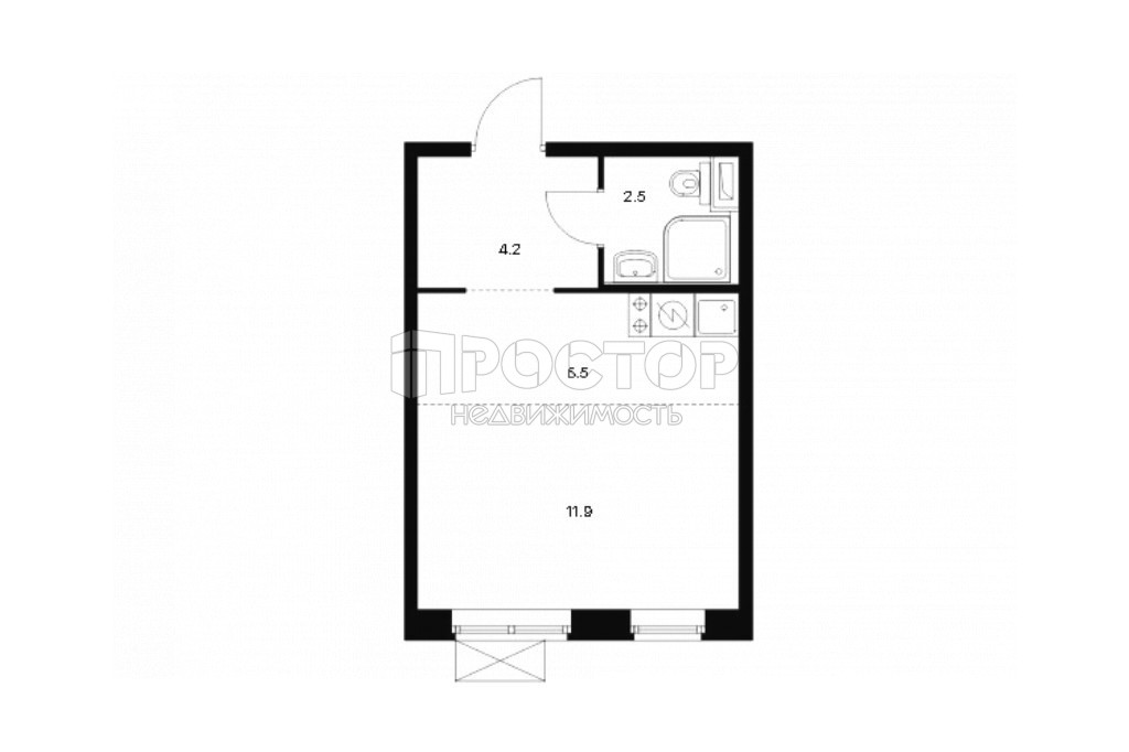 Студия, 25.2 м² - фото 9