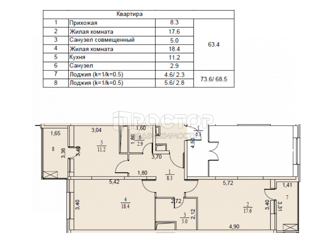 2-комнатная квартира, 74 м² - фото 37