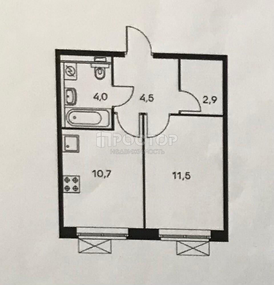 1-комнатная квартира, 33.6 м² - фото 7