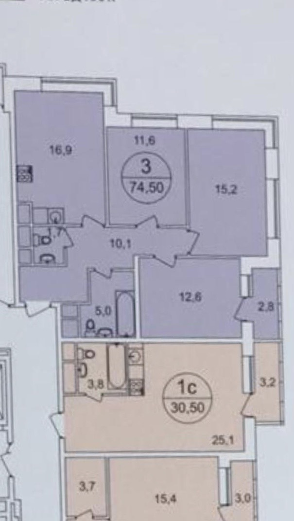 3-комнатная квартира, 74.5 м² - фото 6