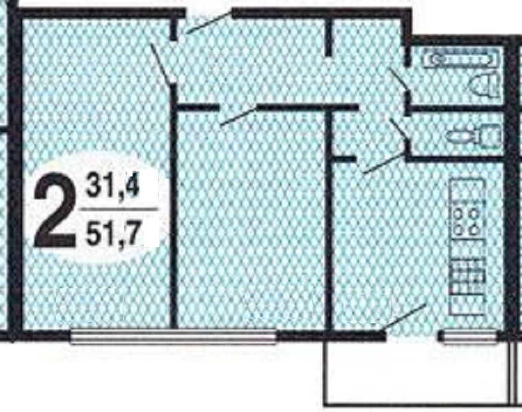 2-комнатная квартира, 51.7 м² - фото 16