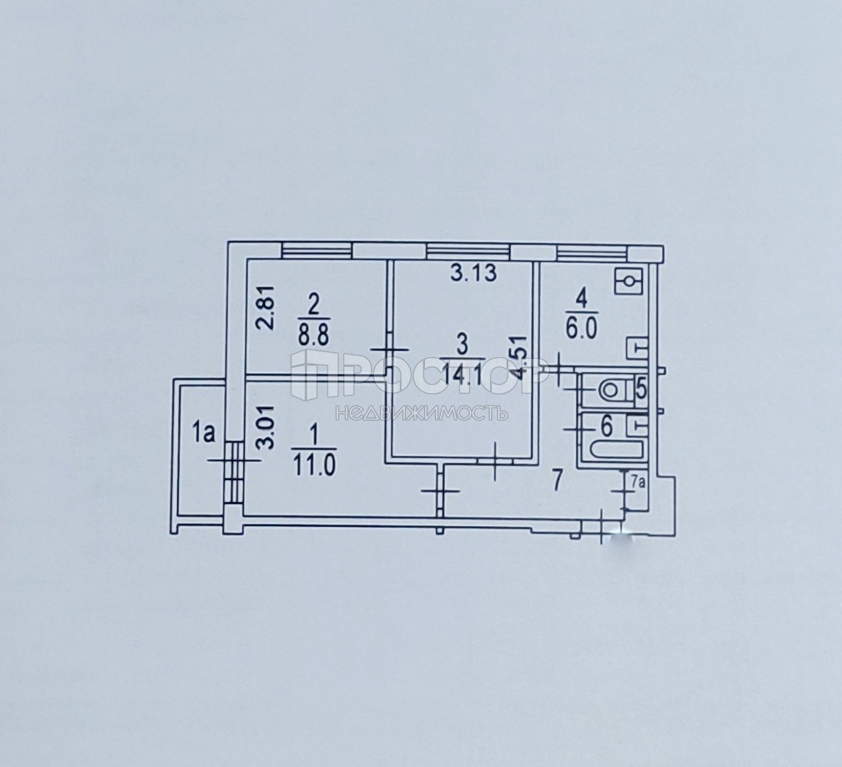 3-комнатная квартира, 51 м² - фото 21