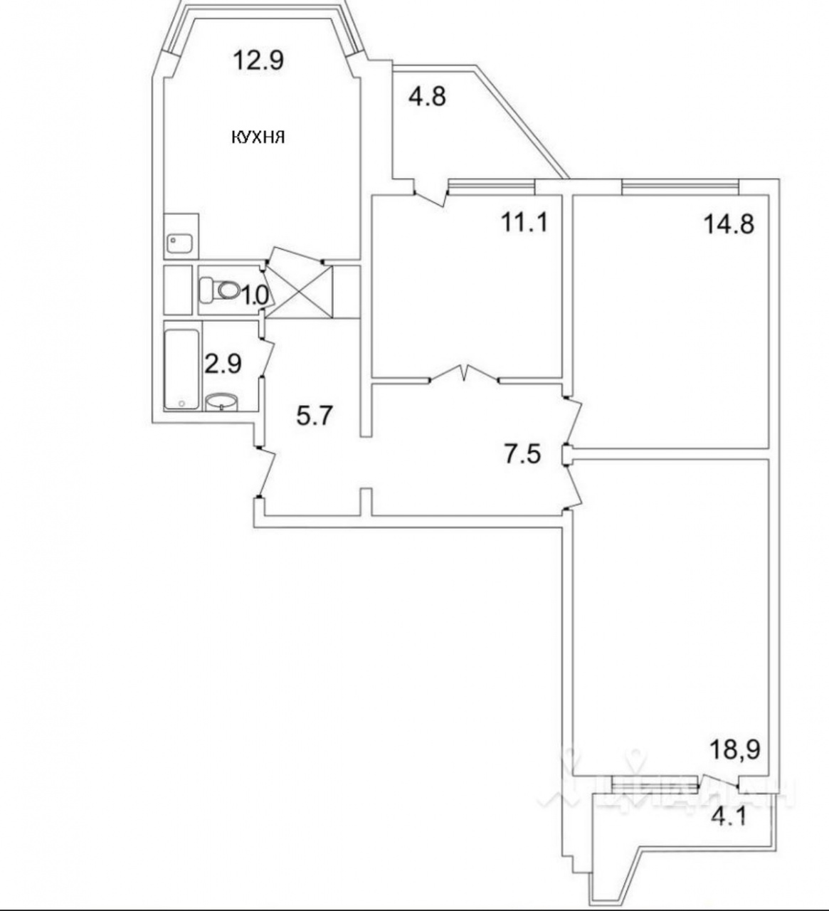 3-комнатная квартира, 79 м² - фото 20