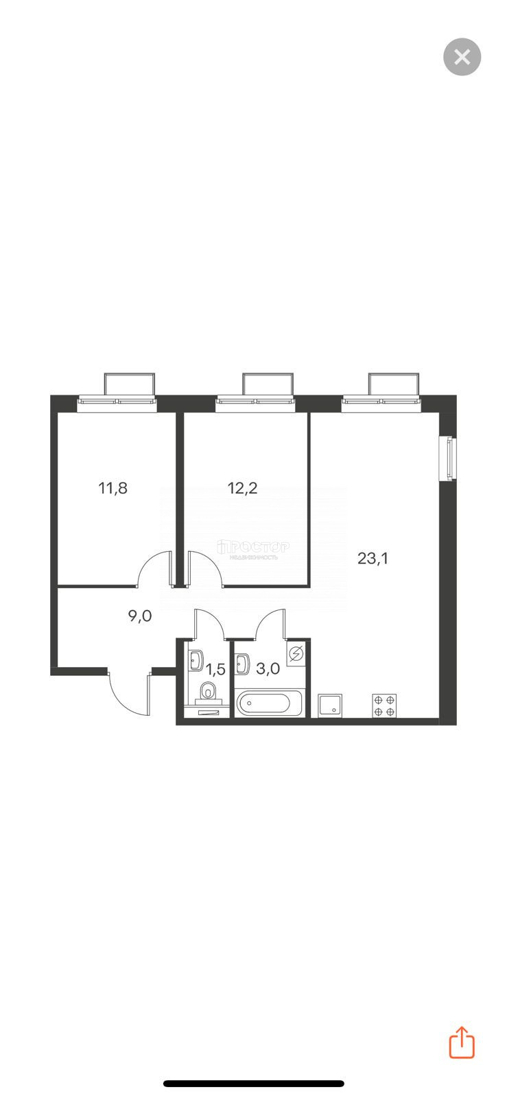 2-комнатная квартира, 60 м² - фото 20