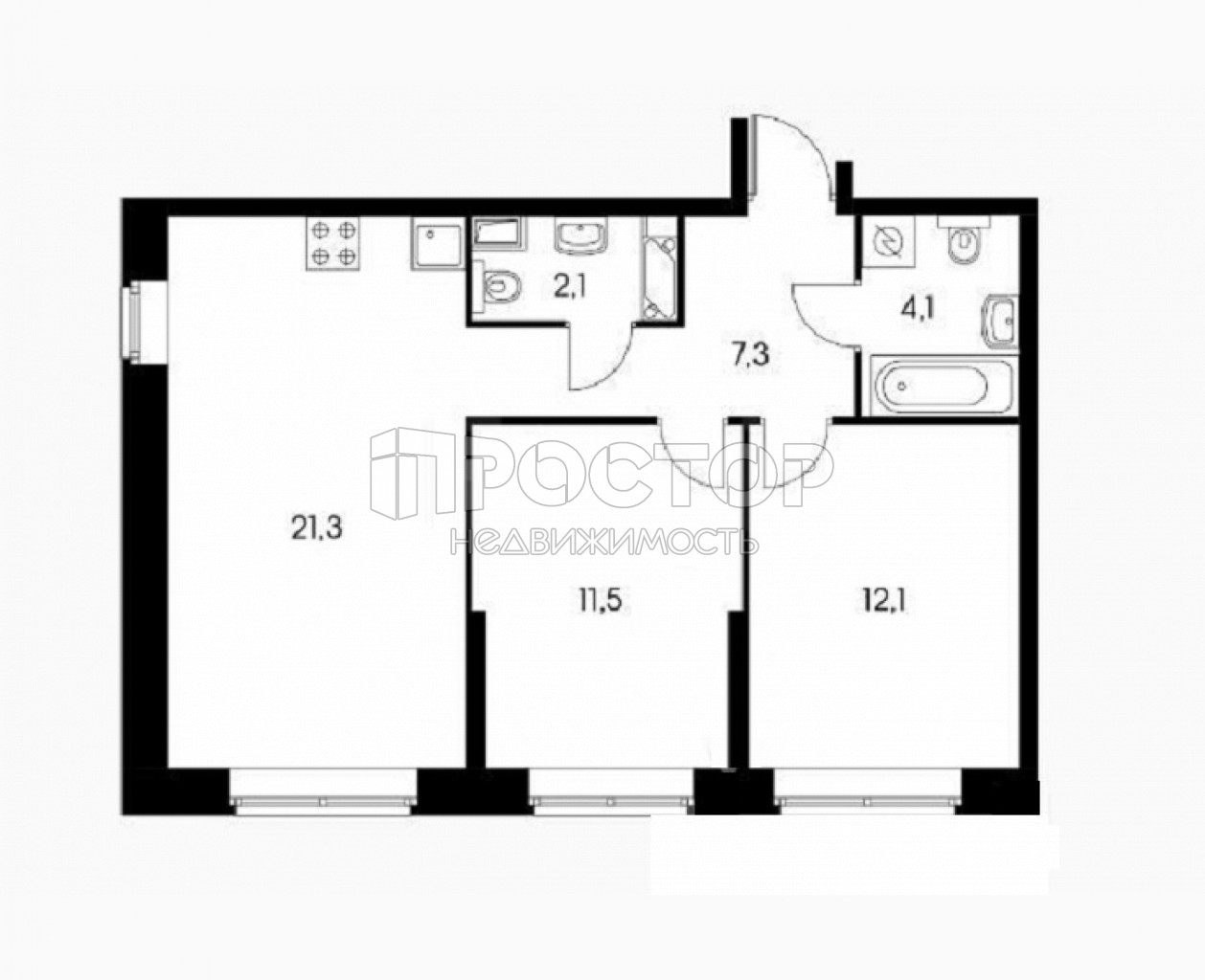 2-комнатная квартира, 60 м² - фото 14