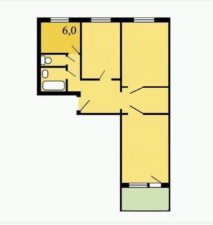 3-комнатная квартира, 60 м² - фото 4