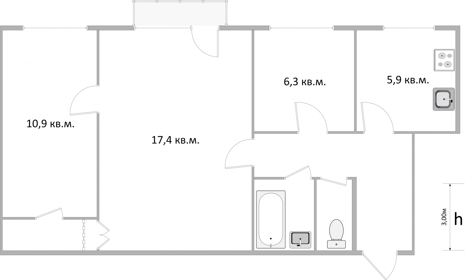 3-комнатная квартира, 53.4 м² - фото 11