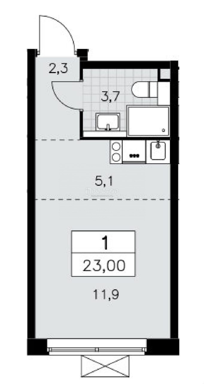 Студия, 23 м² - фото 2