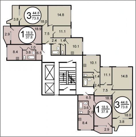 3-комнатная квартира, 72.8 м² - фото 21