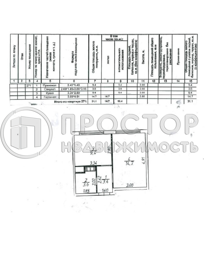 1-комнатная квартира, 31.1 м² - фото 5