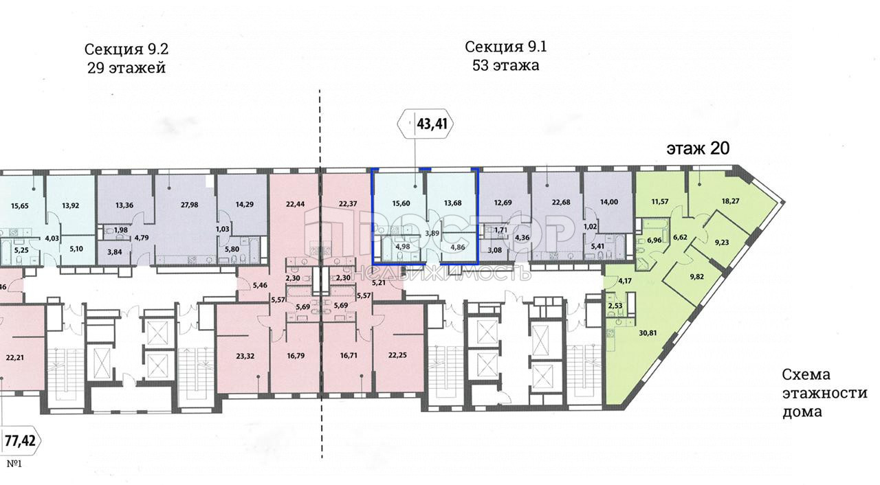 1-комнатная квартира, 43 м² - фото 8