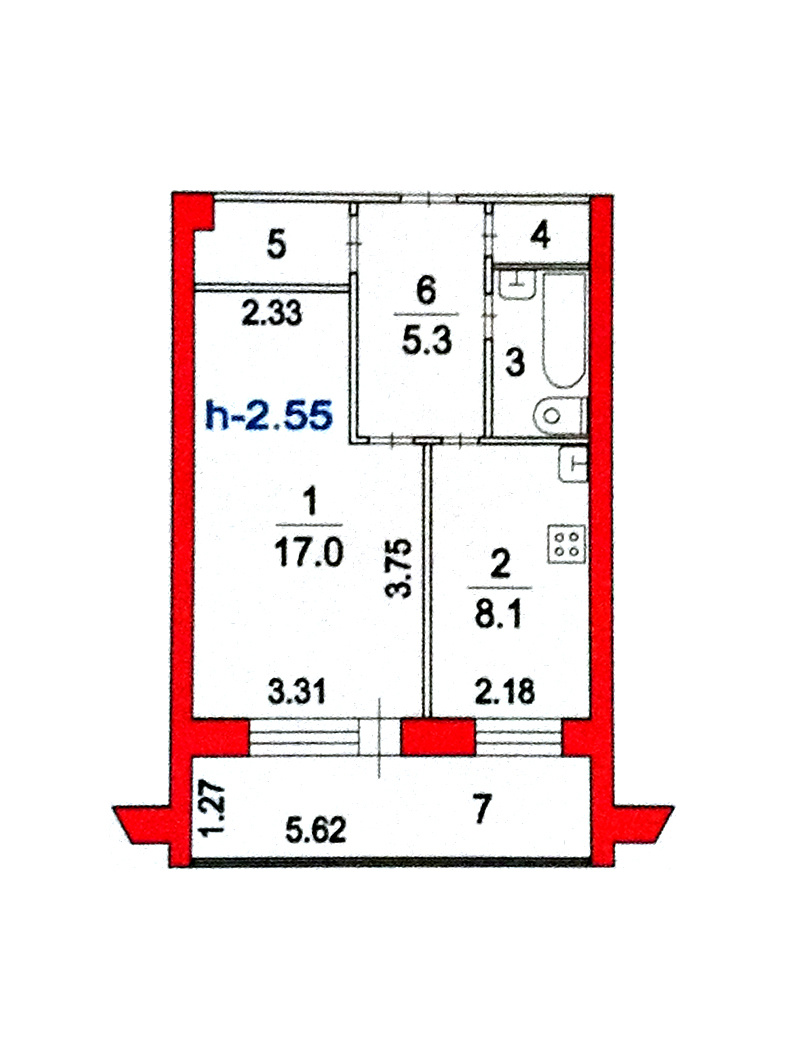 1-комнатная квартира, 36 м² - фото 4