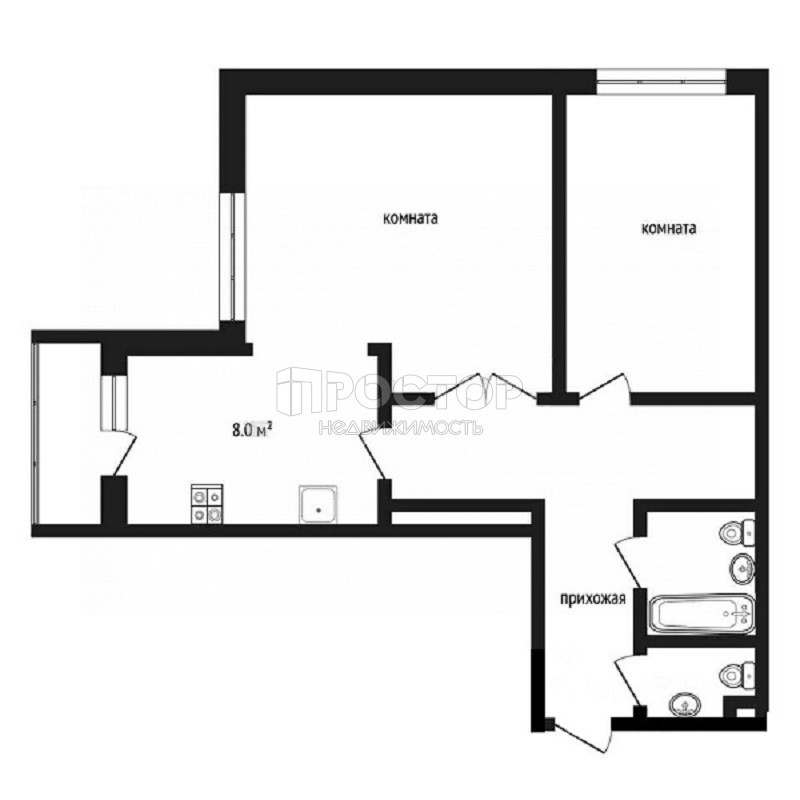 2-комнатная квартира, 66.1 м² - фото 14