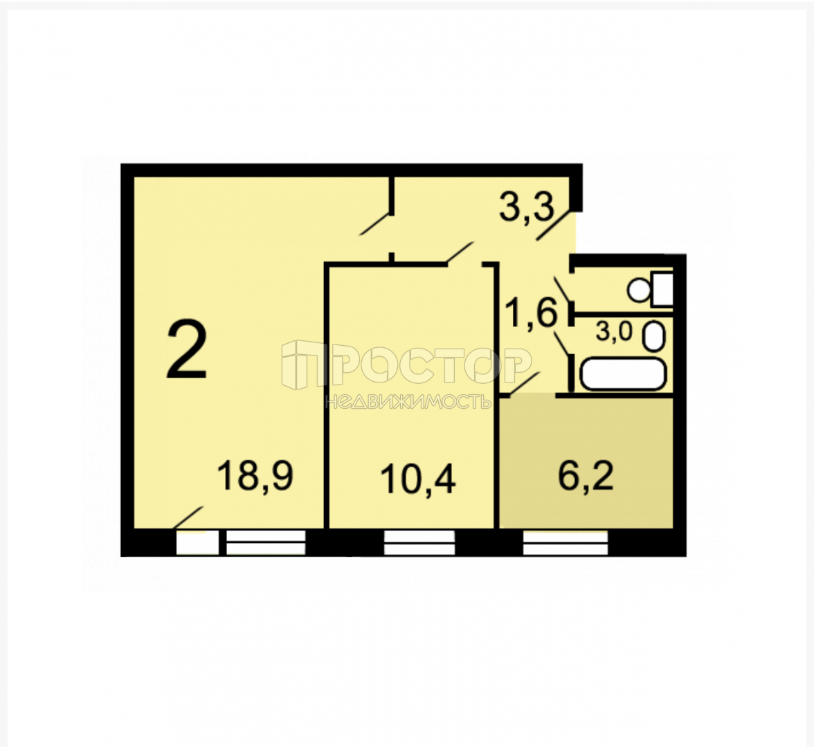 2-комнатная квартира, 44 м² - фото 15