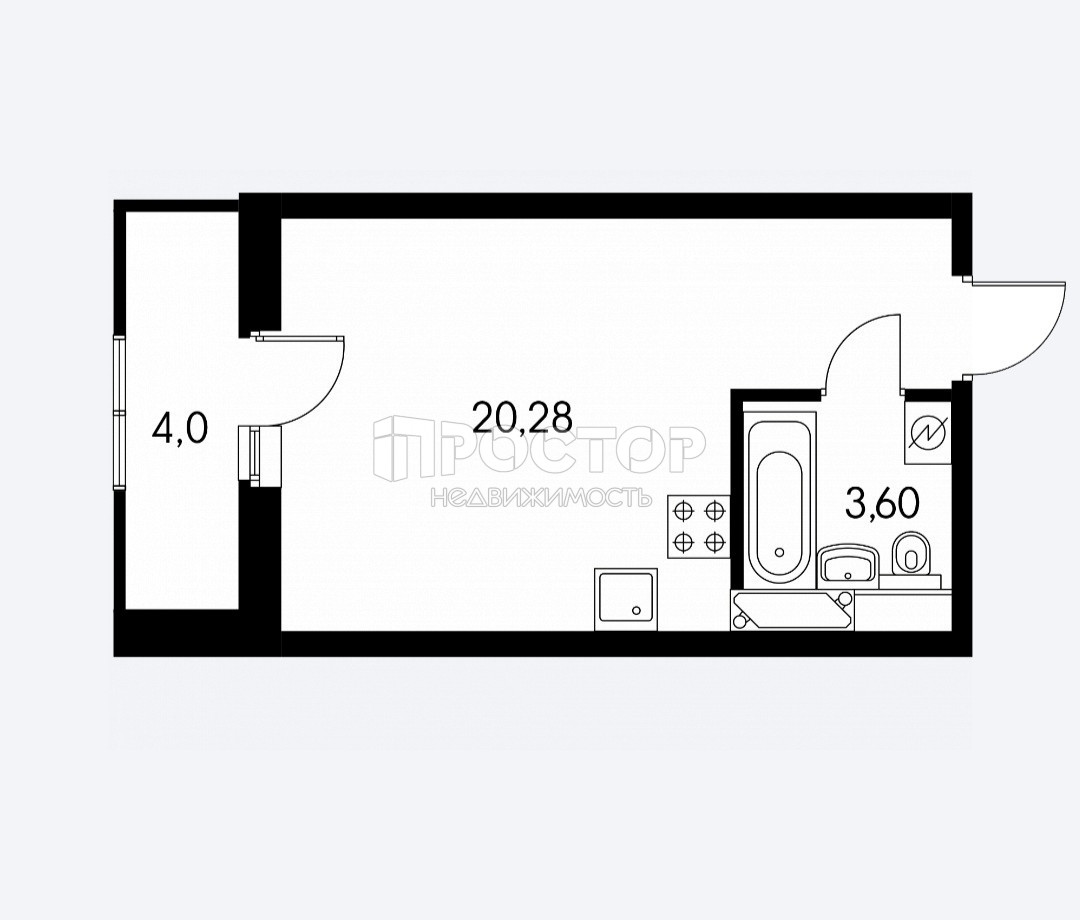 Студия, 27 м² - фото 24