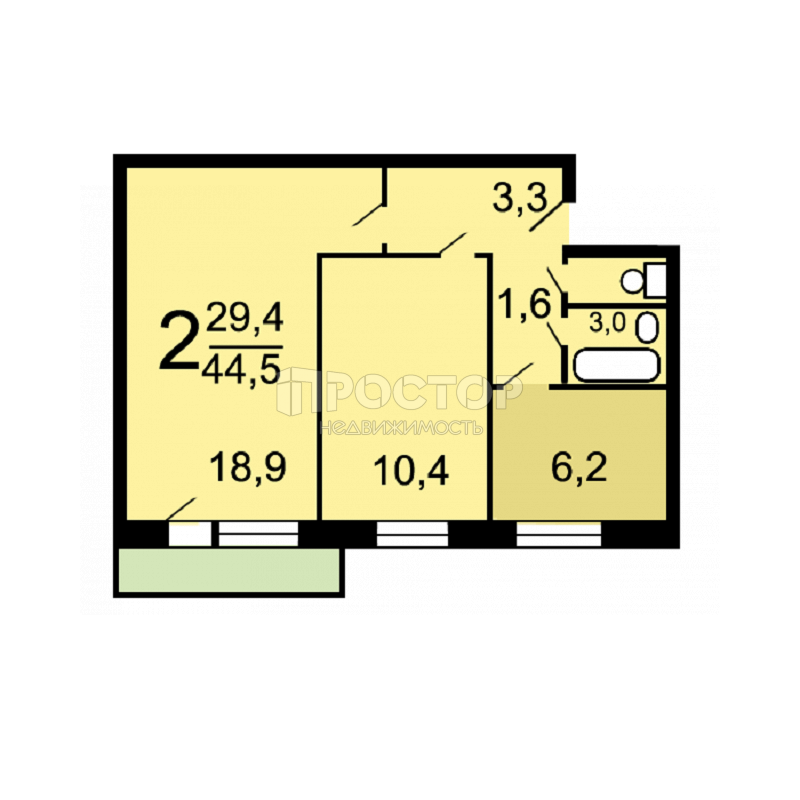 2-комнатная квартира, 44.5 м² - фото 8