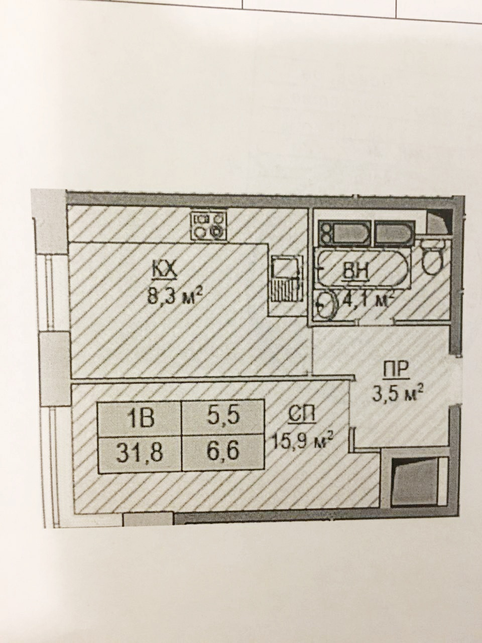 1-комнатная квартира, 31.8 м² - фото 7