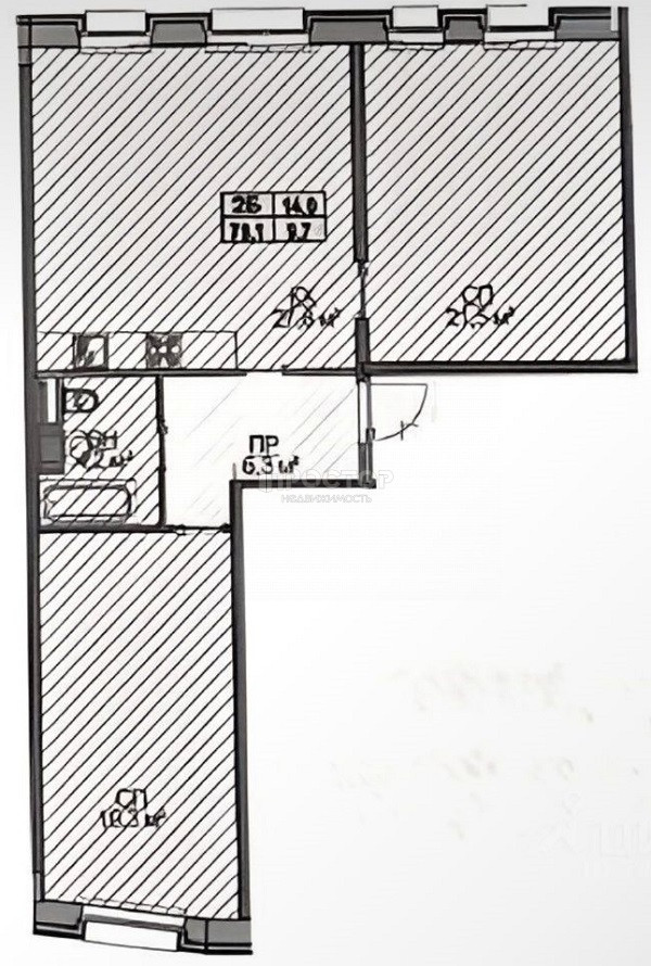 2-комнатная квартира, 79.1 м² - фото 32