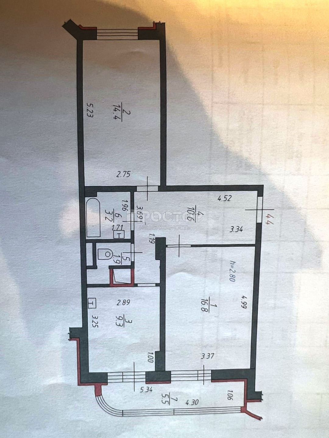 2-комнатная квартира, 56.2 м² - фото 16