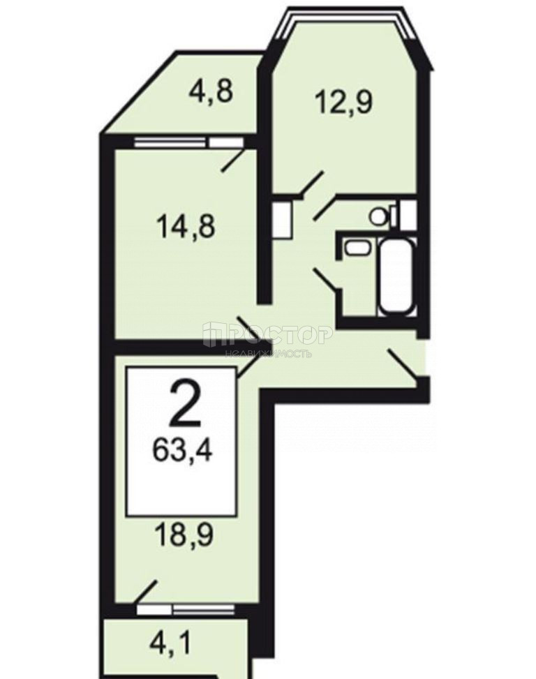 2-комнатная квартира, 58.1 м² - фото 7