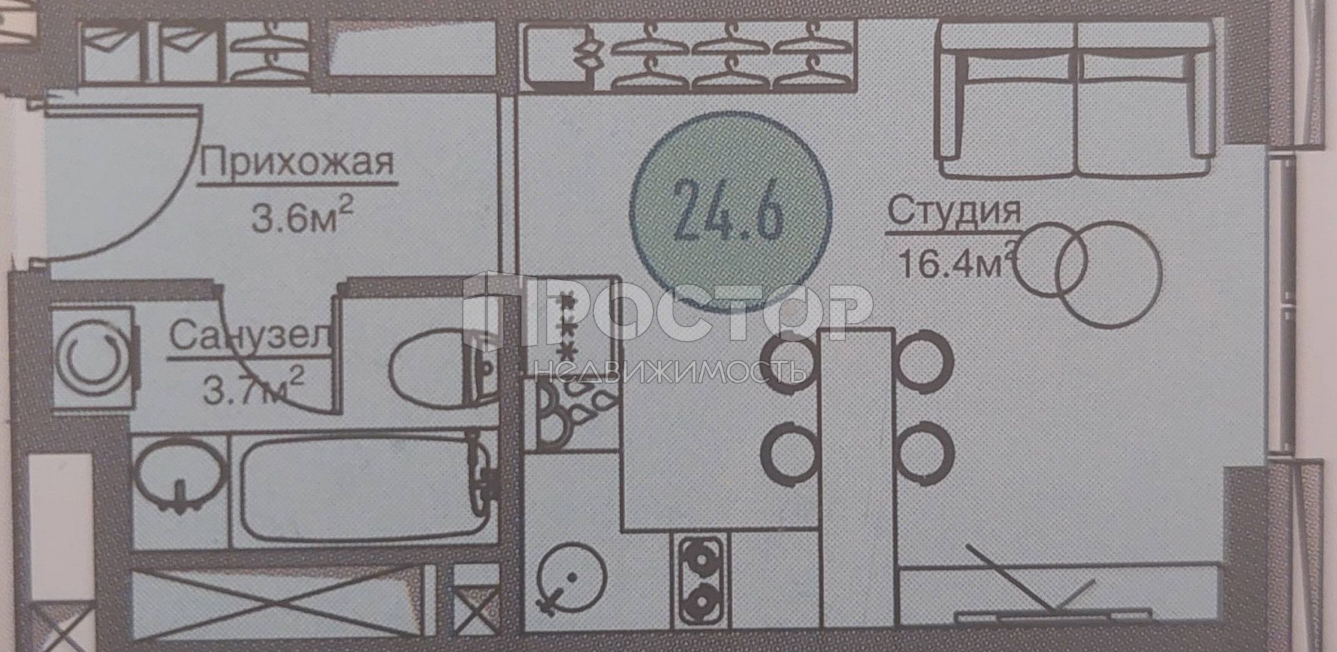 Студия, 25 м² - фото 29