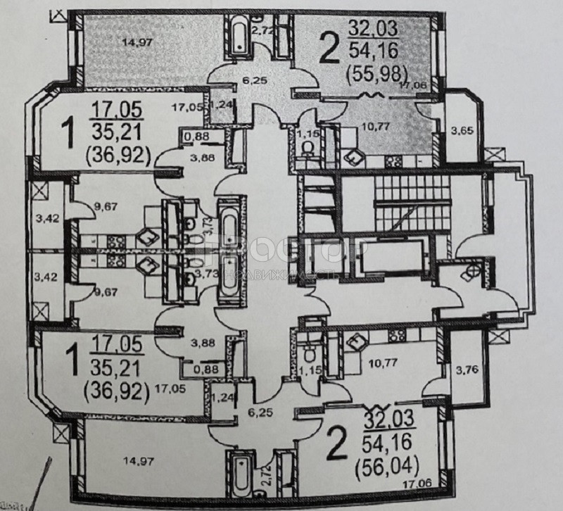 2-комнатная квартира, 55.98 м² - фото 2