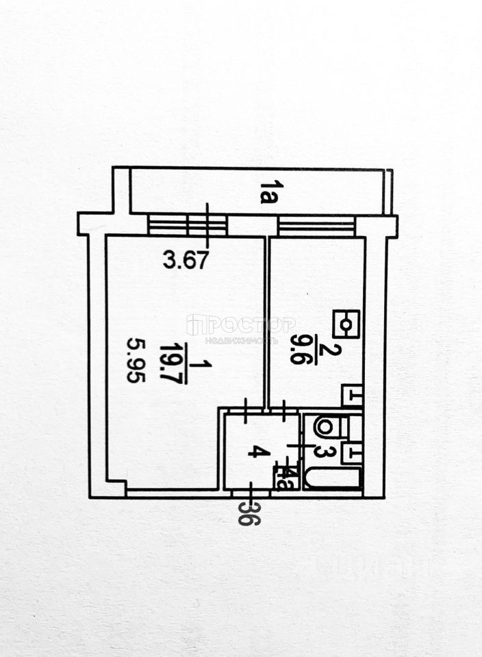 1-комнатная квартира, 38 м² - фото 10