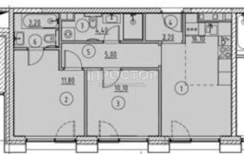 3-комнатная квартира, 53 м² - фото 2