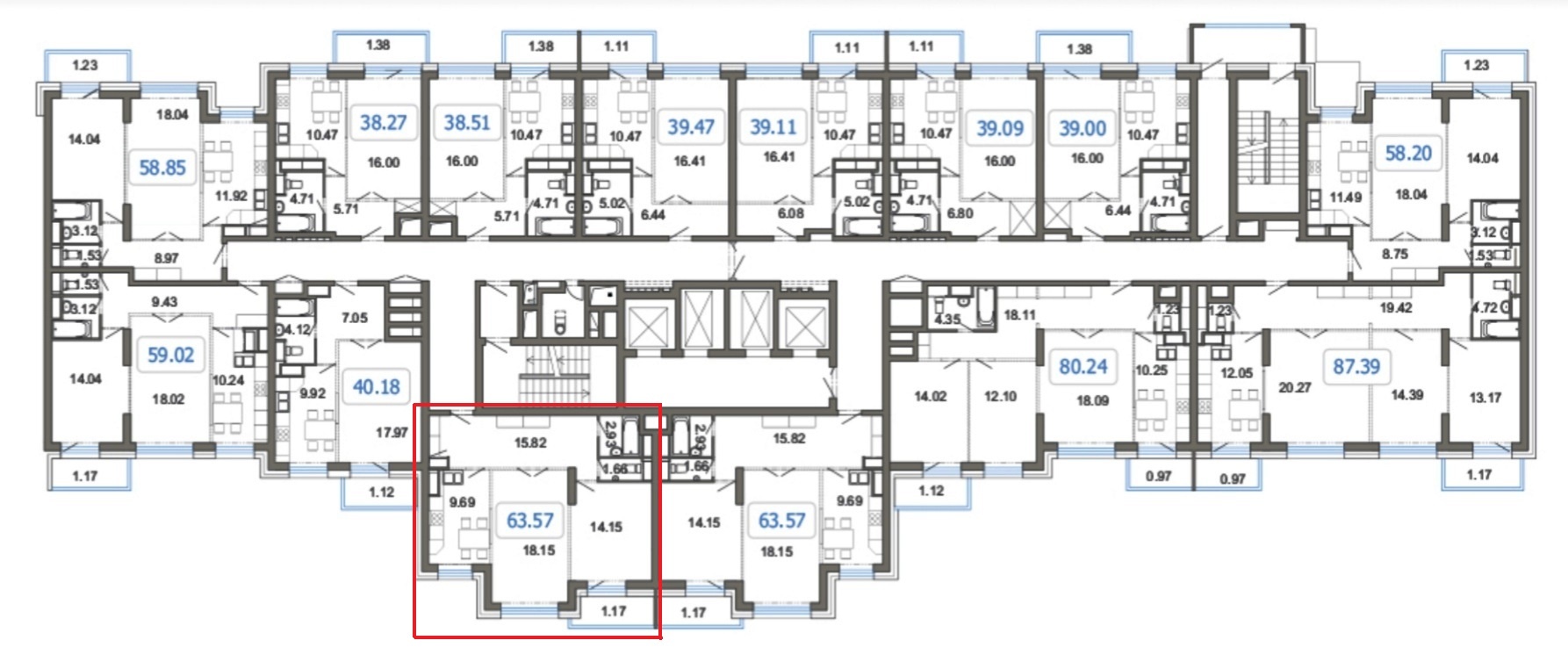 2-комнатная квартира, 63.57 м² - фото 4