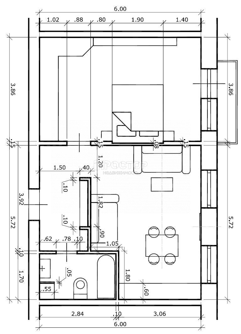 2-комнатная квартира, 55.9 м² - фото 12