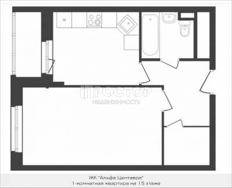 1-комнатная квартира, 43 м² - фото 12