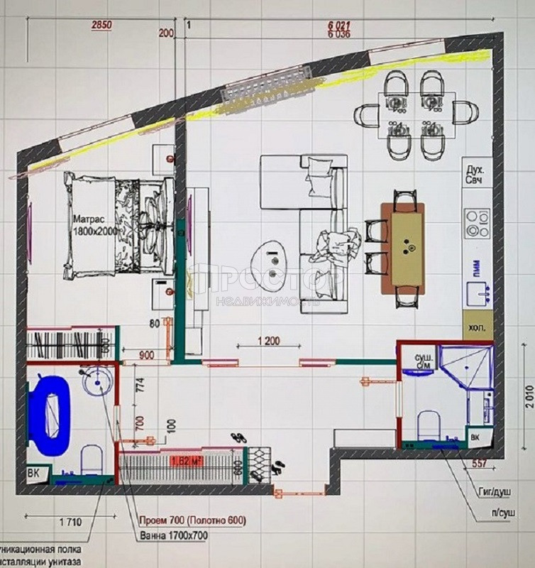 2-комнатная квартира, 65.17 м² - фото 19