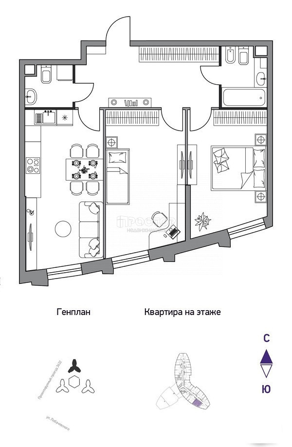 2-комнатная квартира, 65.17 м² - фото 20