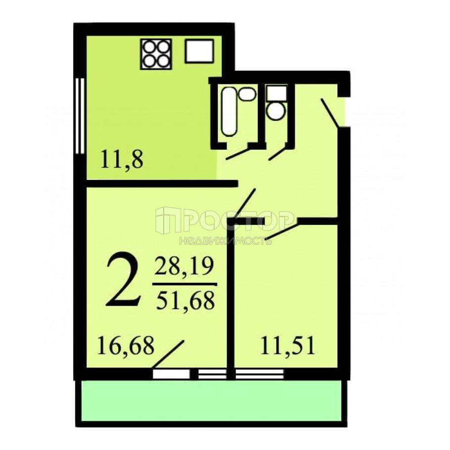 2-комнатная квартира, 50.4 м² - фото 15