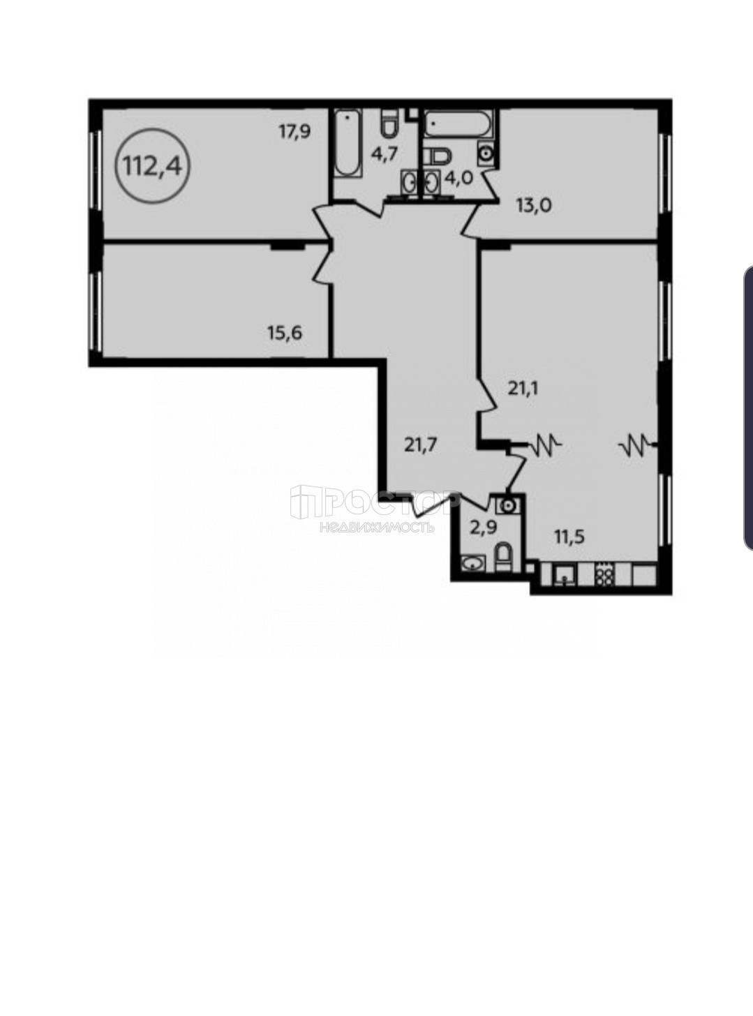 3-комнатная квартира, 111.8 м² - фото 18