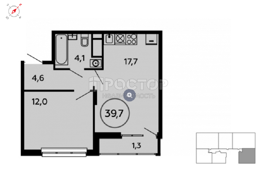 1-комнатная квартира, 41.5 м² - фото 4