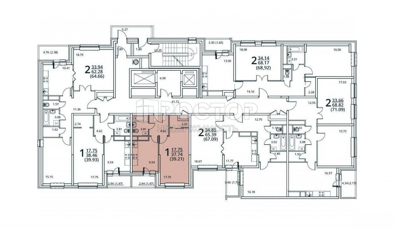 1-комнатная квартира, 39.21 м² - фото 2