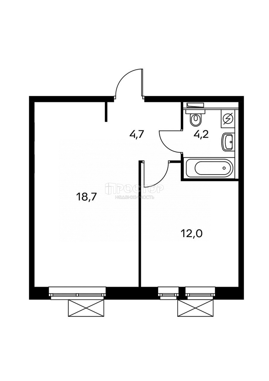 1-комнатная квартира, 39.8 м² - фото 12