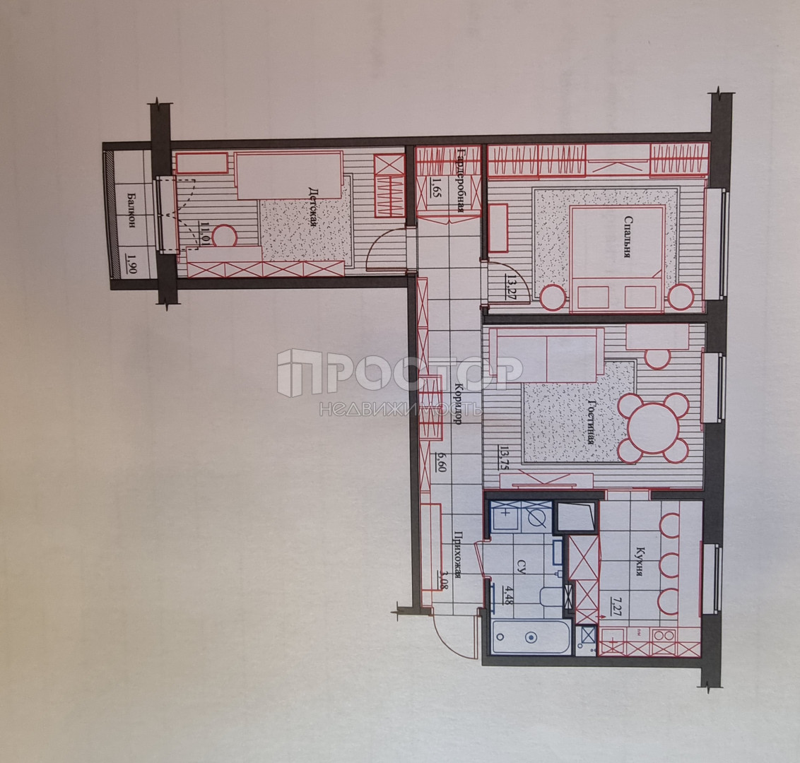 3-комнатная квартира, 63 м² - фото 20