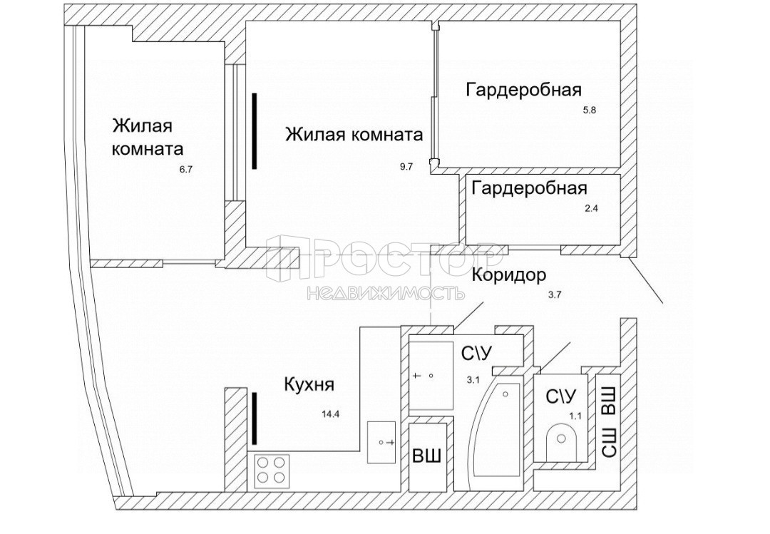 2-комнатная квартира, 46.9 м² - фото 18