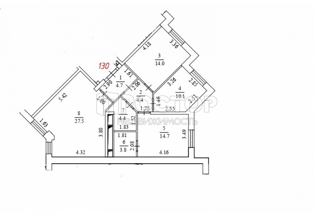 3-комнатная квартира, 83.5 м² - фото 5