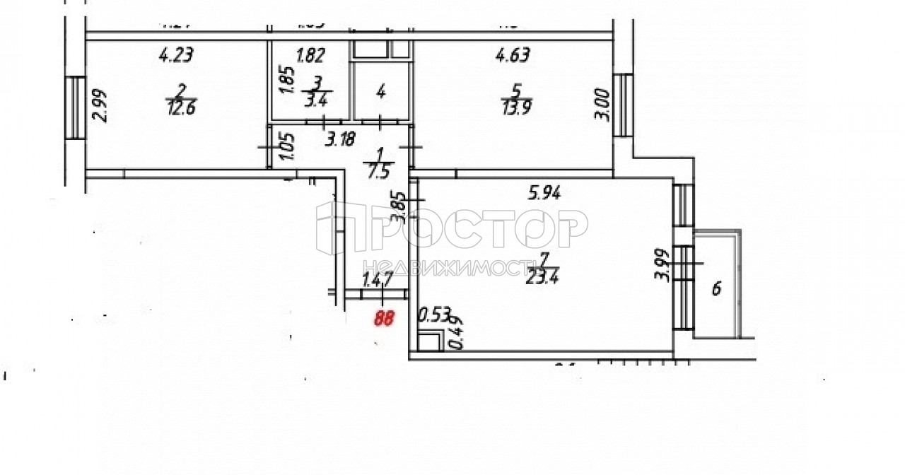 2-комнатная квартира, 62.6 м² - фото 5