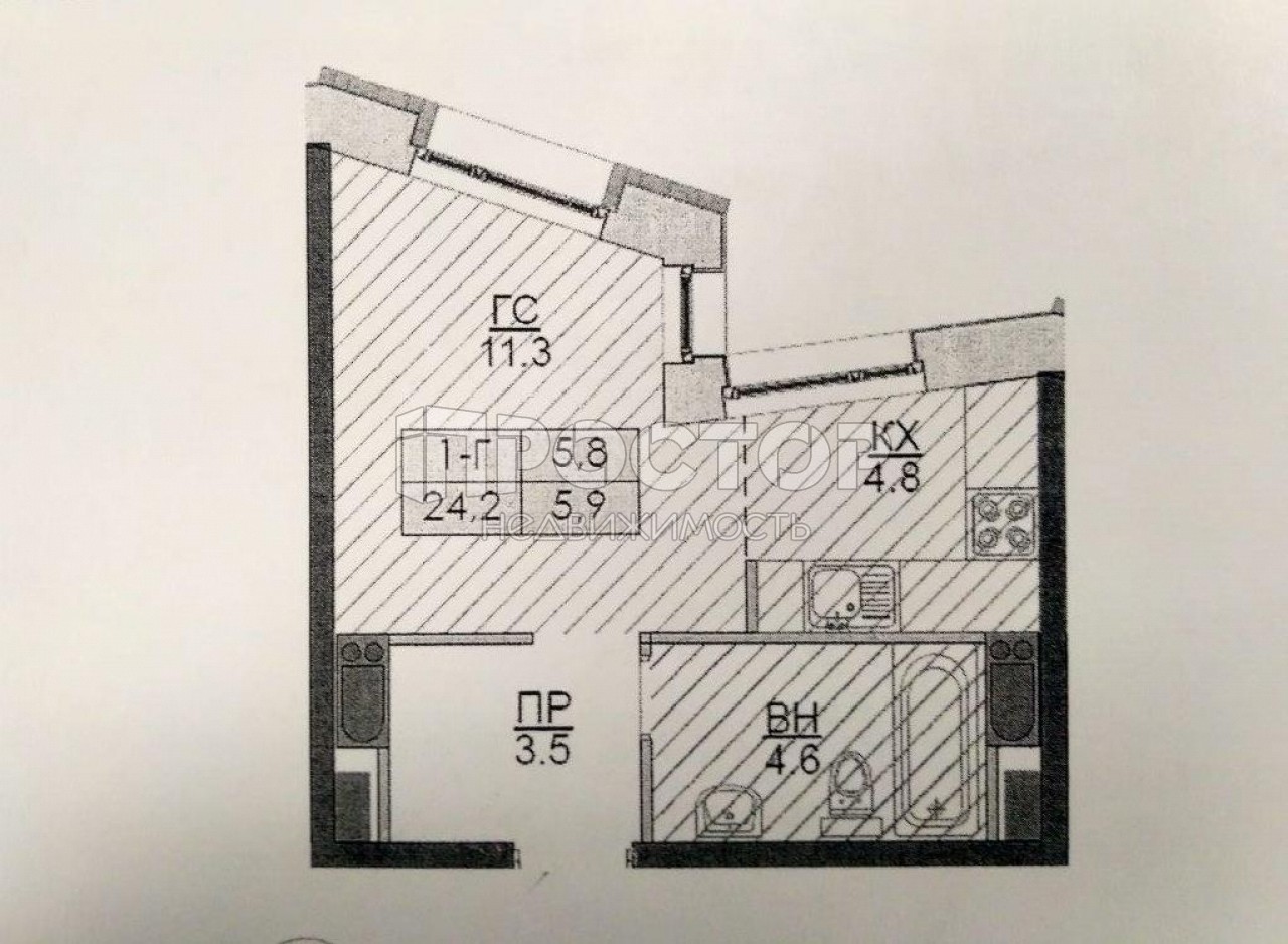 Студия, 24.5 м² - фото 18