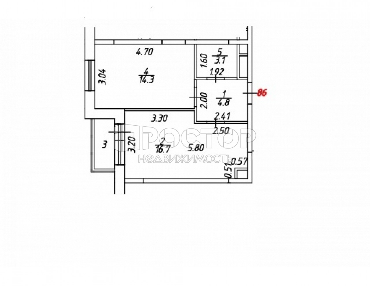 1-комнатная квартира, 38.9 м² - фото 5